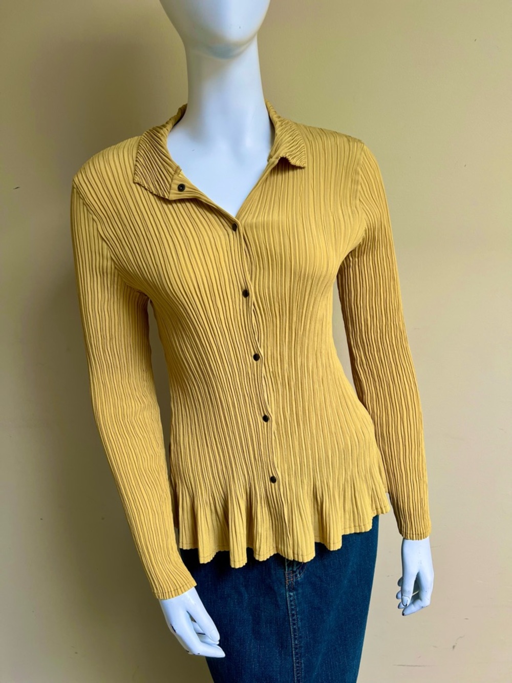 Vintage Crinkle Pleat Blouse